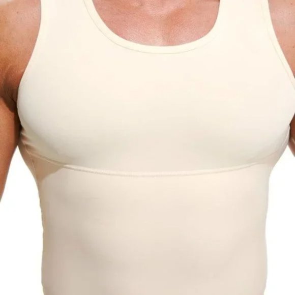 New Mens Compression Shirt Slimming Beige - Picture 5 of 7
